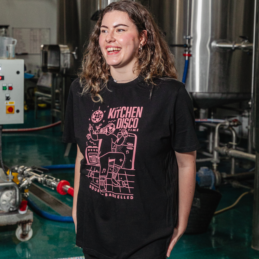 Double-Barrelled  Unisex Kitchen Disco Tee - Double-Barrelled Brewery